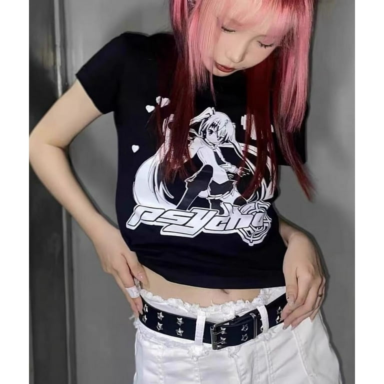 Fairy Grunge Leather Belts Y2K Women Star Punk Goth Buckle Grommet