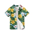 thumbnail image 4 of Abcomgle Boys Hawaiian Shirt Size 10-12 Cartoon Floral Print Boys Beach Shirt Button Down Short Sleeve Cruise Spring Shirts for Boys,Dark Green,5-6Years, 4 of 5