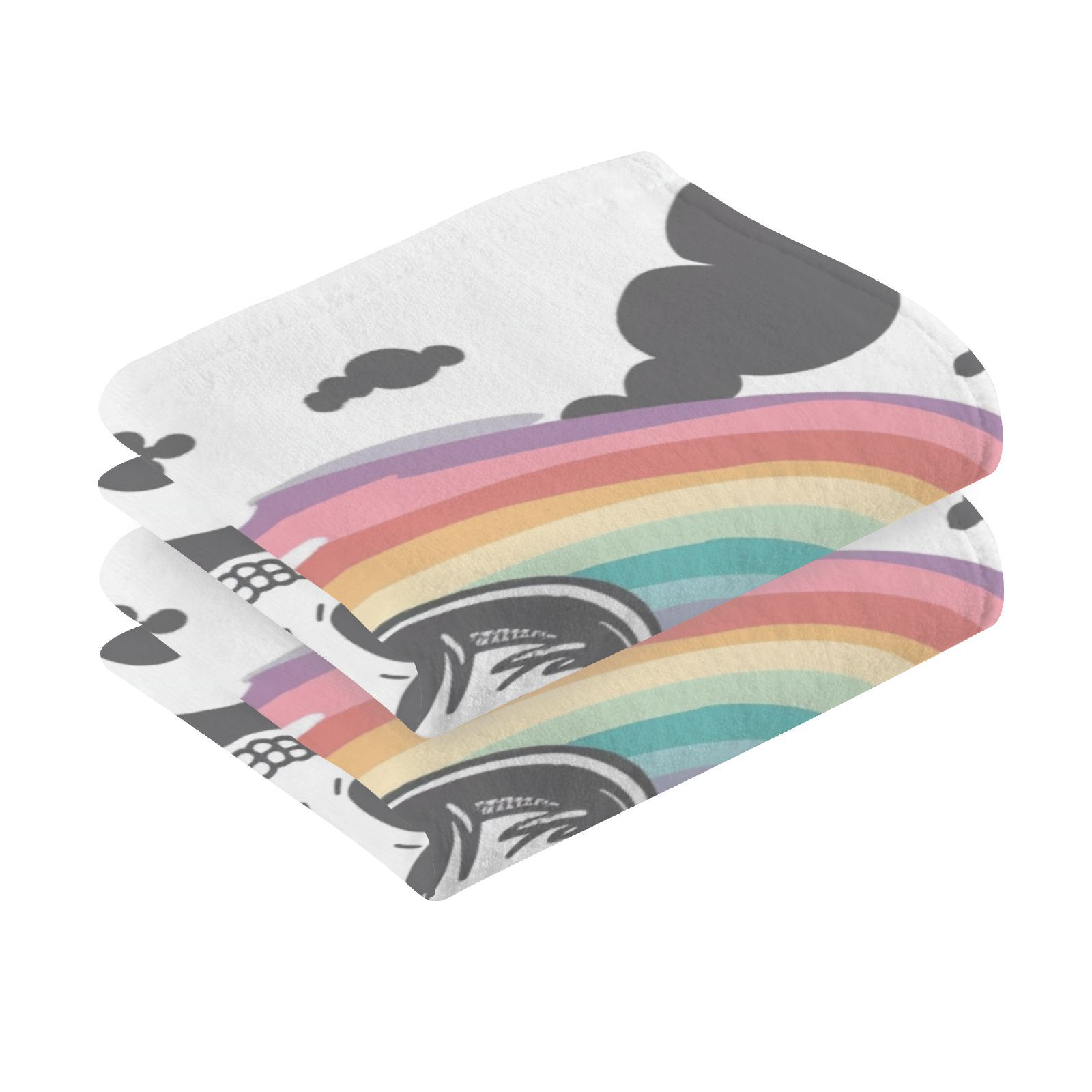 Rainbow Gost Hand Towels Cotton Bath Towels Large Face Towels Absorbent for Bathroom 2 Packs