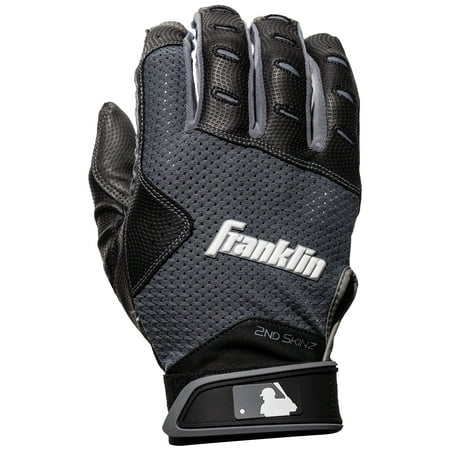 Franklin Sports MLB 2nd Skinz Batting Gloves - Black/Grey - Adult Large