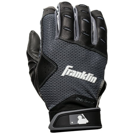 Batting Glove Case - Franklin Sports MLB 2nd Skinz Batting Gloves - Black/Grey - Adult Large