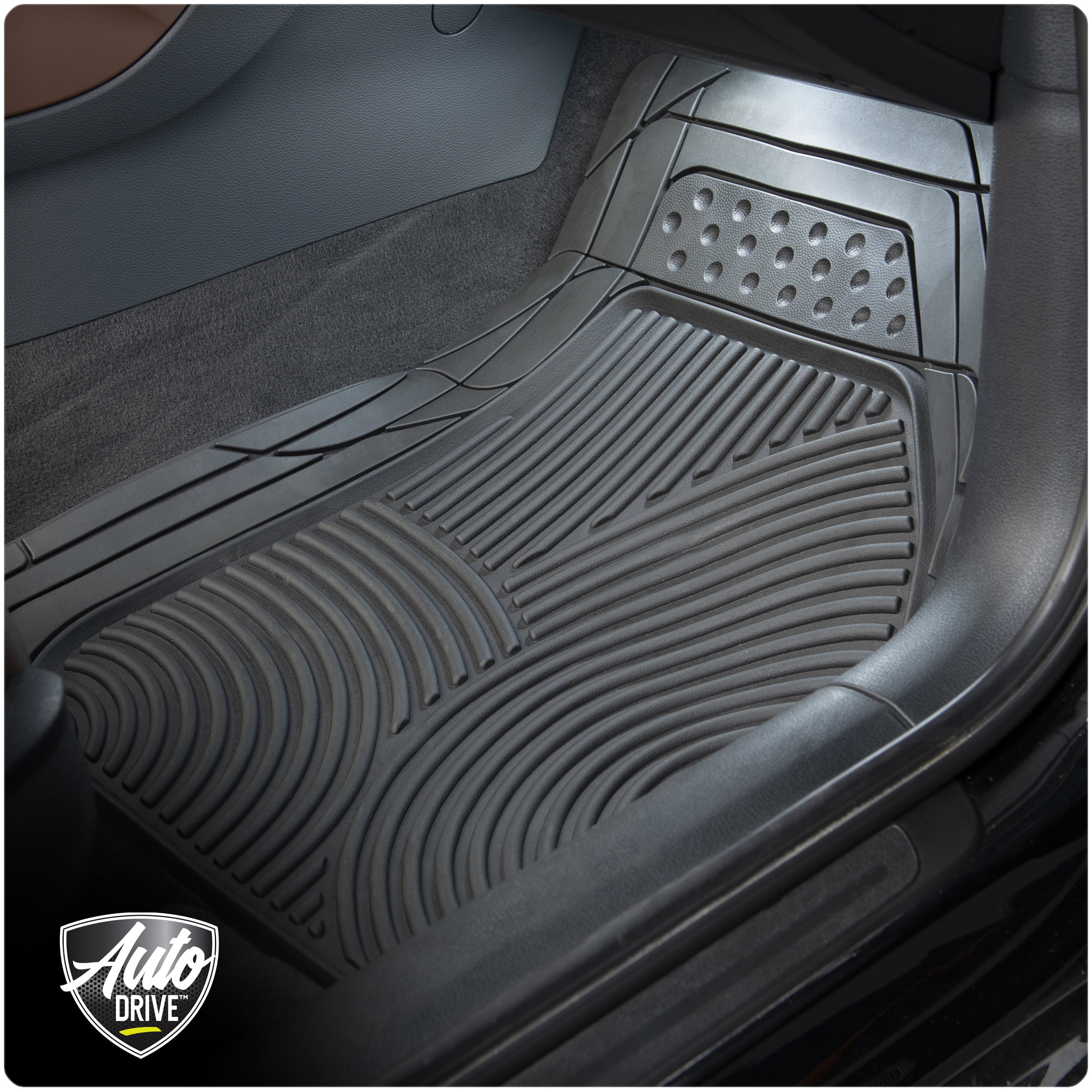Auto Drive 4 Piece Black Custom Fit Rubber Floor Mats for SUV and