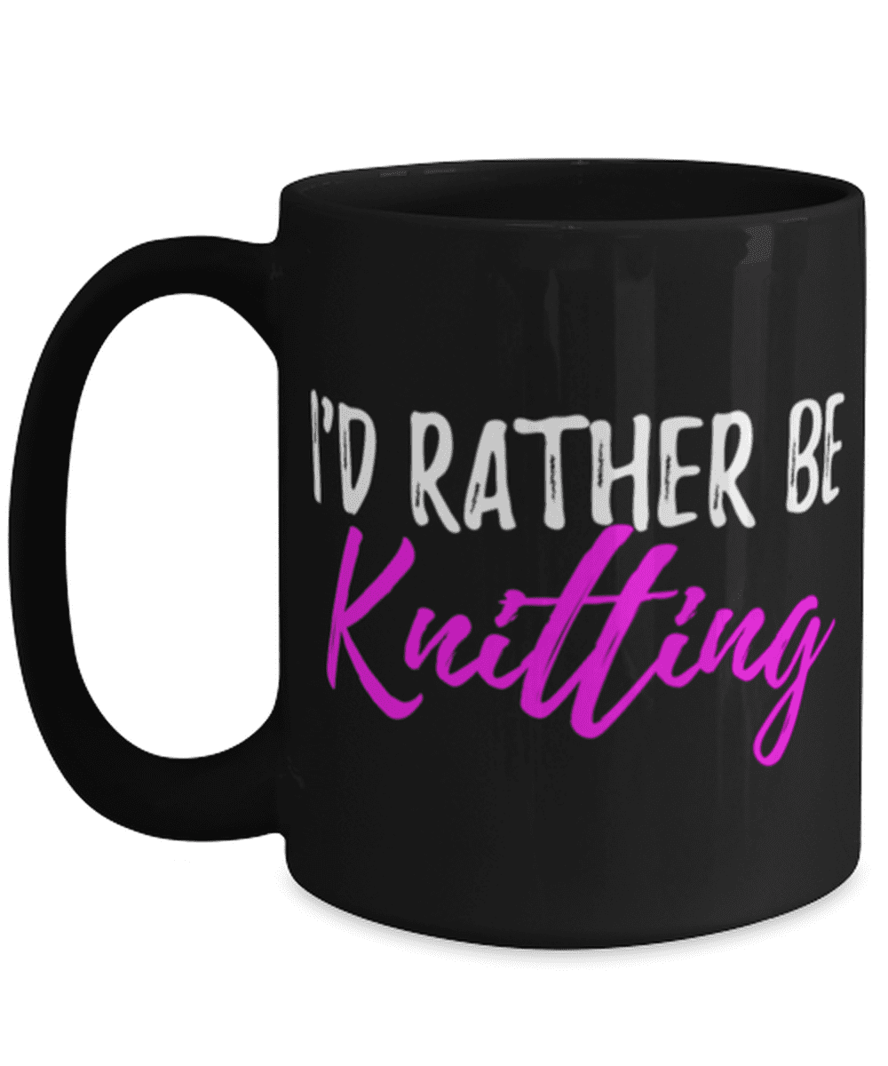 knit - I'd rather be knitting - 16 oz. travel mug