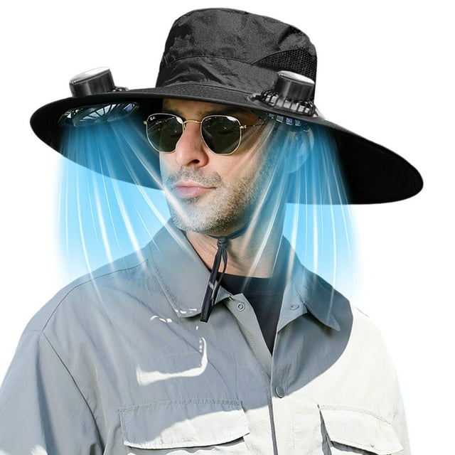 Sombrero de pescador de verano con ventilador solar y carga USB para hombre