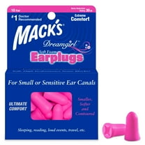 Mack’s Dreamgirl Soft Foam Earplugs, 10 Pair - Small Ear Plugs for Sleeping, Snoring, Studying, Loud Events, Traveling and Concerts