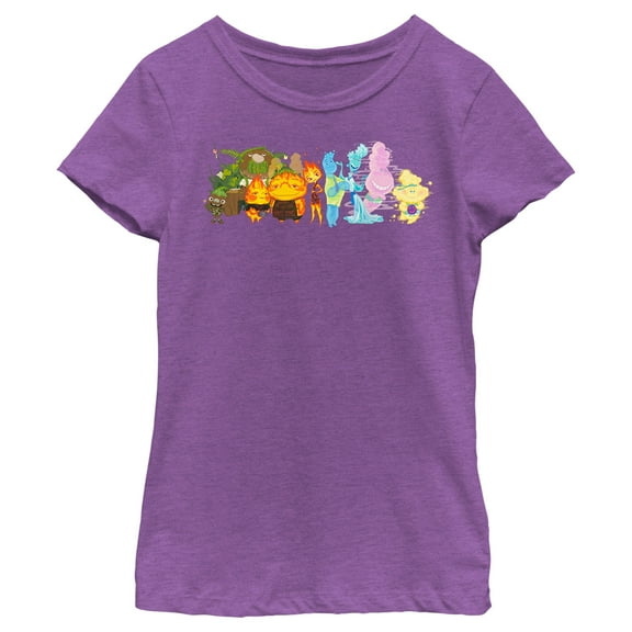 Girl's Elemental Group Portrait Graphic Tee Purple Berry Small