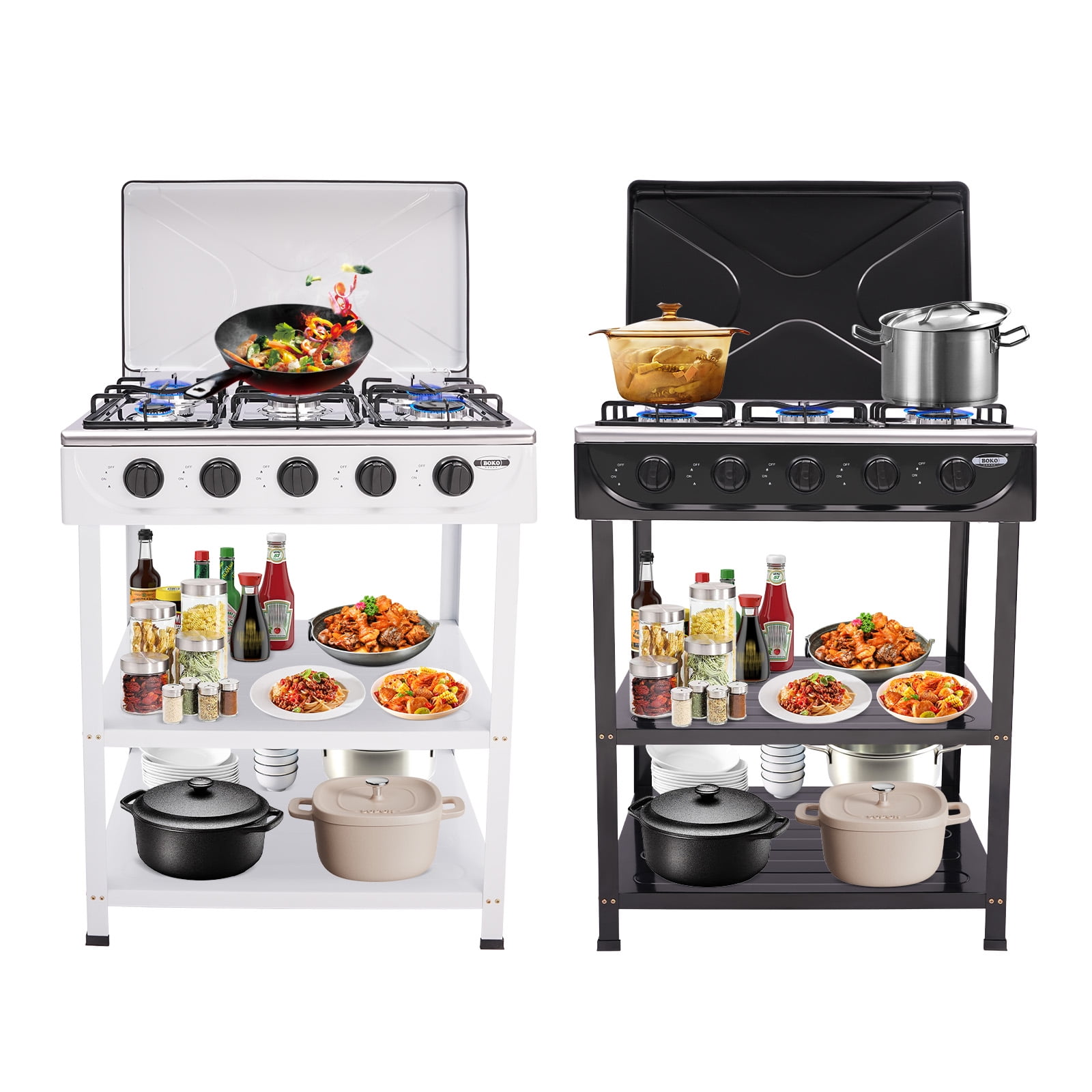 Dwellnix 5 Burner Gas Stove, Heavy-Duty Iron & Aluminum Construction, Freestanding Natural Gas Stove for Outdoor Cooking & Emergency Preparedness