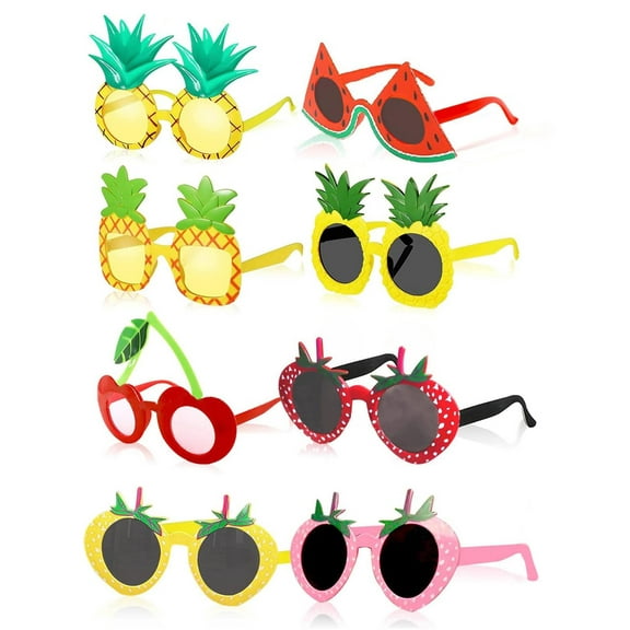 8Pcs Fruit Eyeglasses Luau Party Sunglasses Funny Sunglasses Dress Props for Hawaiian Beach Luau Theme Party Supplies
