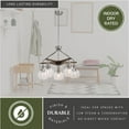 thumbnail image 5 of Avondale 25.5-in Satin Nickel and Wood Farmhouse 5 Light Chandelier Dining Room Hanging Fixture, Clear Seeded Glass Globes, 5 of 11