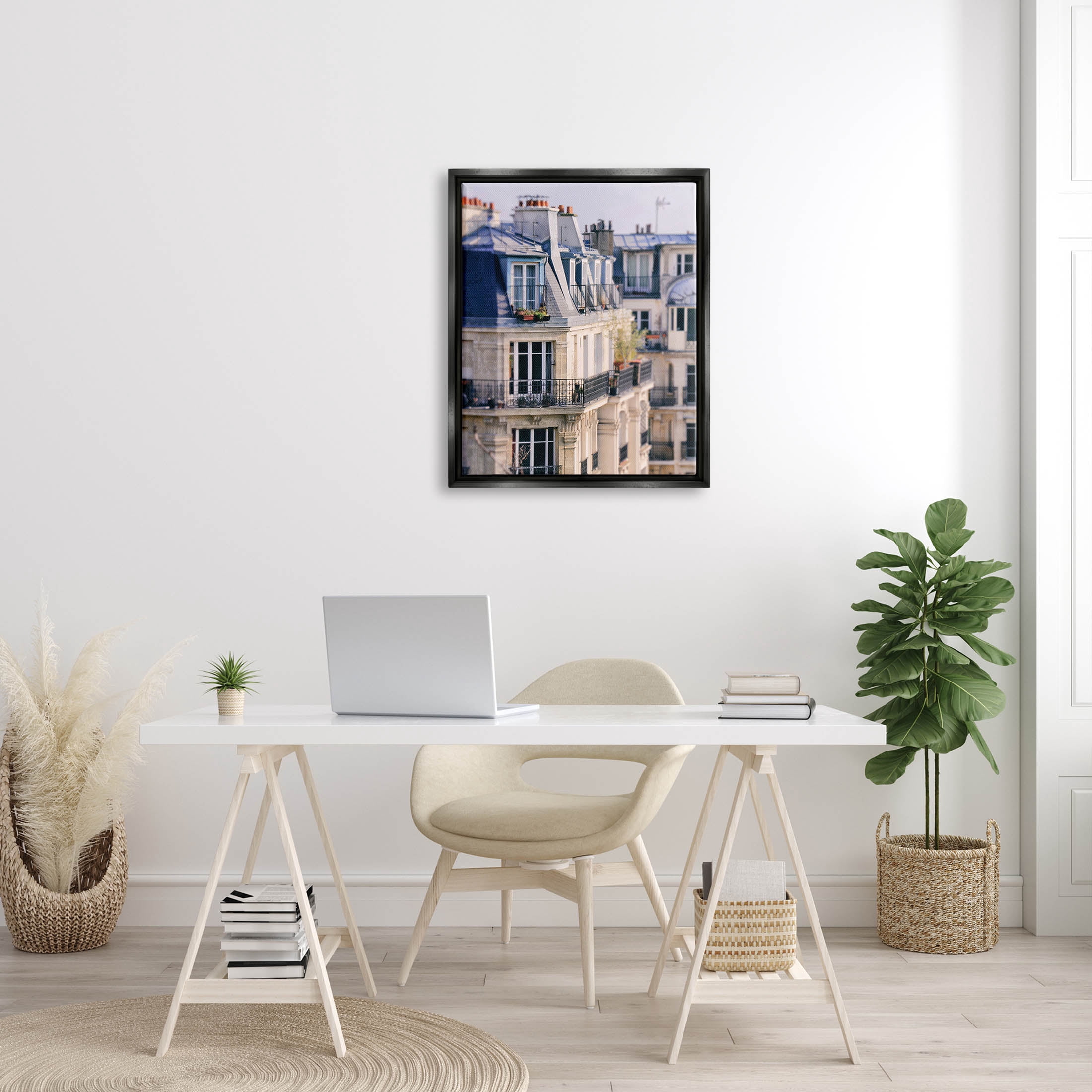 Parisian Architecture Buildings Town & City Photograph Jet Black Framed Art Print Wall Art