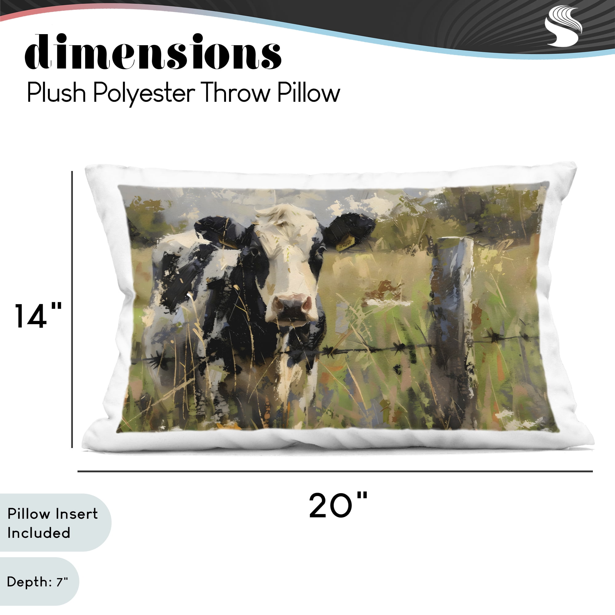 Stupell Industries Cow in Summer Pasture Decorative Printed Throw Pillow, design by Creative Studio, 14 x 7 x 20