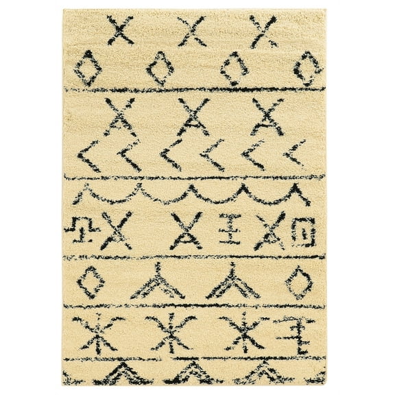 Linon Moroccan Atlas Power Loomed Polypropylene 3'x5' Rug in Ivory
