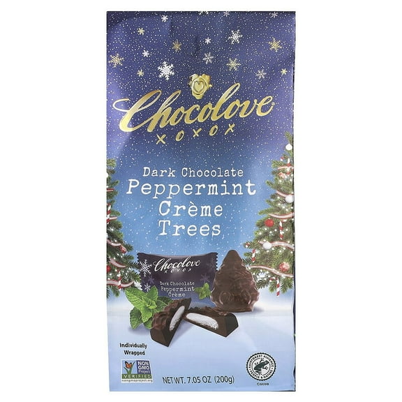 Chocolove, Dark Chocolate Peppermint Creme Trees, 7.05 oz Pack of 2
