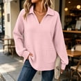 thumbnail image 6 of Zysthvn Winter Women Sweatshirt Oversized Pullover Casual Sweatshirts for Women with Pockets Turn Down Collar Solid Long Sleeve Tops, 6 of 9