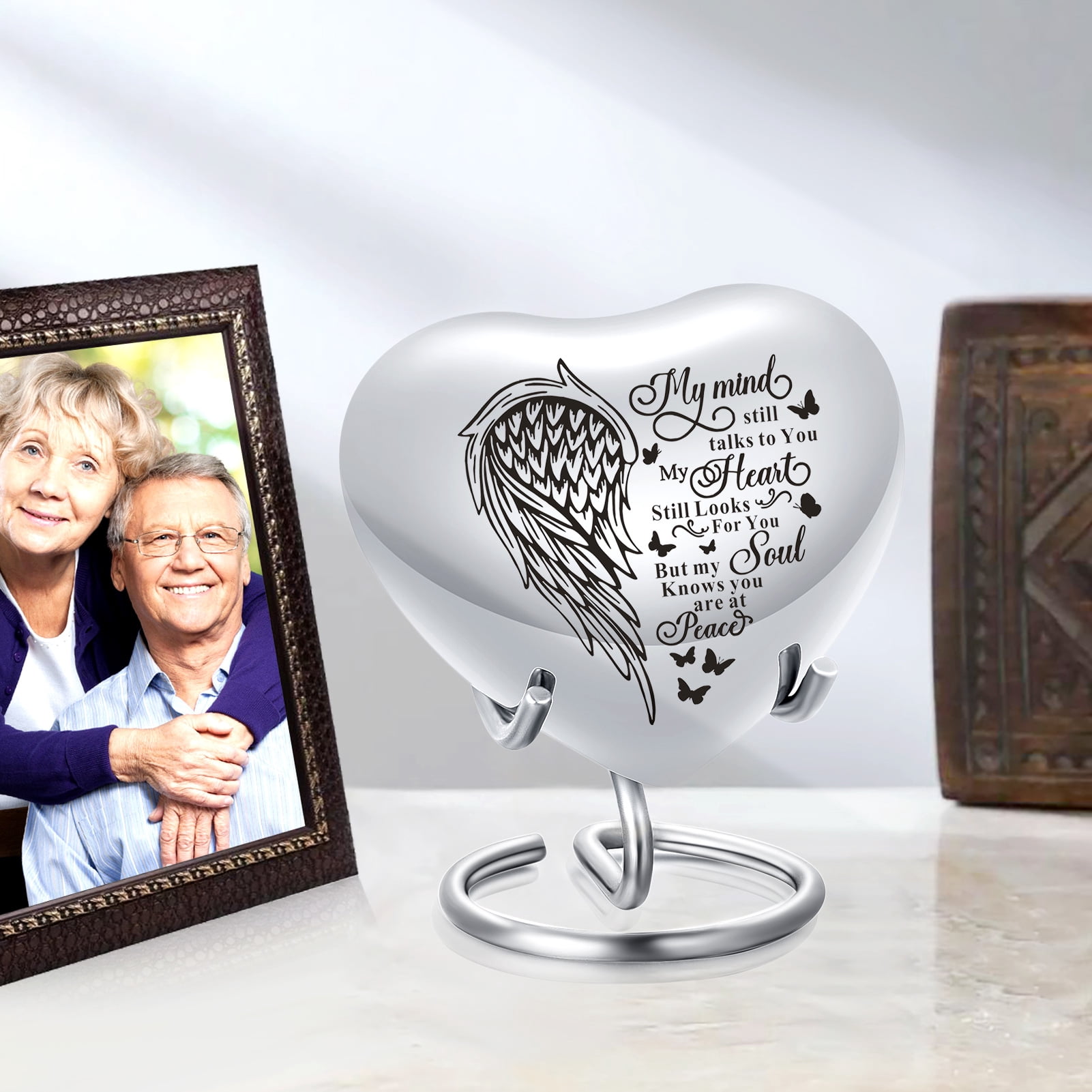 Heart Keepsake Urn - For Human Ashes Mini Urn with Box & Stand  Heart Shaped Urn Memorial Small Keepsake Urn Handcrafted Small Memorial Urn for Ashes