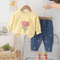 thumbnail image 2 of JUMEYU Little Girl Clothes Trendy Toddler Girl Clothes Girls Outfit, Long Sleeve Top+Pants 2Pcs Fall Set 4T 5T (Yellow,4-5 Years), 2 of 4