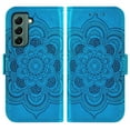 thumbnail image 5 of Compatible with Samsung Galaxy S22 5G Wallet Phone Case and Tempered Glass Screen Protector Flip Credit Card Holder Stand Mandala Flower Cell Cover for S 22 22S 4G G5 6.1 inch Women Men Blue, 5 of 9
