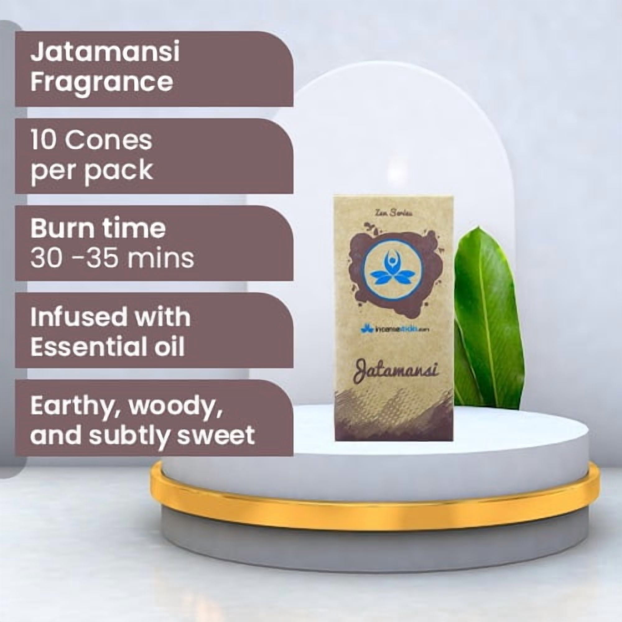 Zen Jatamansi Incense Cones, 10 Cones per Pack, 10 Packs