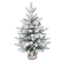 1.6FT Unlit Snow Flocked Artificial Holiday Christmas Tree No Lights, Full Hinged Spruce Branch Tips for Home, Office, Party Decoration No Prelit Foldable Base