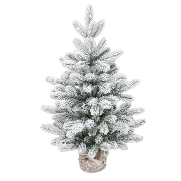 1.6FT Unlit Snow Flocked Artificial Holiday Christmas Tree No Lights, Full Hinged Spruce Branch Tips for Home, Office, Party Decoration No Prelit Foldable Base