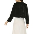 thumbnail image 3 of MODA NOVA Cropped Open Front Jacket for Juniors Faux Fur Long Sleeve Bolero Winter Coat, 3 of 5