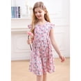 thumbnail image 6 of GYRATEDREAM Toddler Baby Girls Print Princess Dress Kids Teen Casual Cotton Short Sleeve Stretch A-line Swing Skater Twirl School Dress for 2-16 Years, 6 of 7