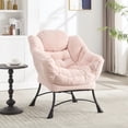 thumbnail image 3 of Leumius Lazy Chair with Ottoman, Modern Lounge Accent Chair with Armrests and a Side Pocket, Leisure Upholstered Reading Chair for Living Room Bedroom Office and Reading Room Pink, 3 of 8