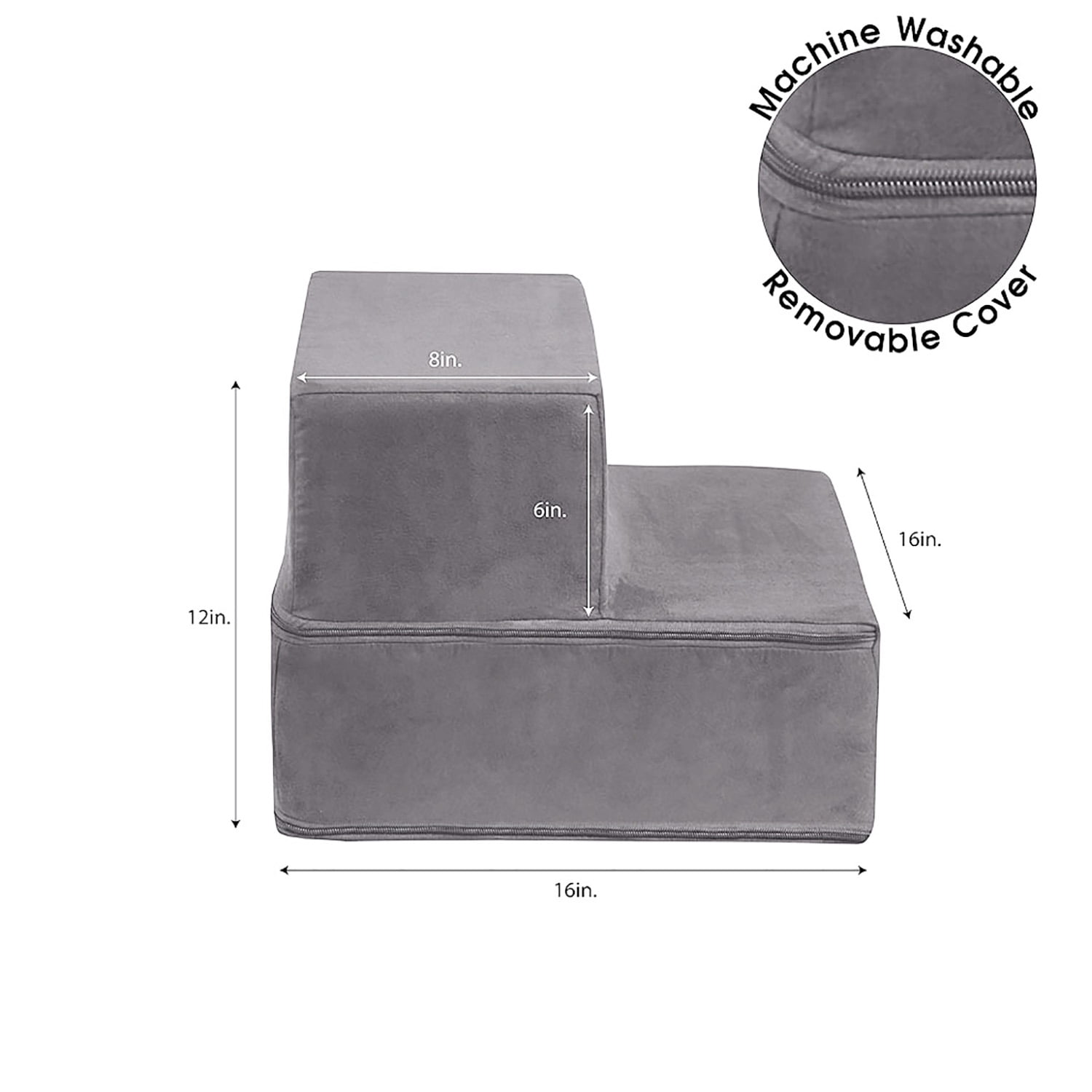 Pefilos 23" Dog Stairs for Small Pets with High-Density Sponge and Silicone Paw Prints, 3-Step Dog Ramp for Beds and Couch, Gray Pefilos 23" Dog Stairs for Small Pets with High-Density Sponge and Silicone Paw Prints, 3-Step Dog Ramp for Beds and Couch, Gray