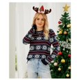 thumbnail image 4 of Yesfashion Women's Christmas Snowflake Knitted Sweater Long Sleeve Crew Neck Print Pullover Knitwear, 4 of 8