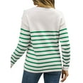 thumbnail image 5 of Xuanfei Women Striped Color Block Crew Neck Long Sleeve Shoulder Buttons Knitted Sweater, 5 of 7