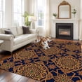 thumbnail image 2 of Large Area Rugs for Living Room Bedroom, Dark Brown 6'x9' Rug Washable Carpet Runner Indoor Outdoor, Vintage Abstract Flowers Pattern Non Slip Floor Mats Rug for Kitchen, Playroom, 2 of 8