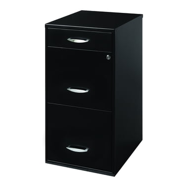 Space Solutions 3-Drawer File Cabinet with Pencil Tray, Black