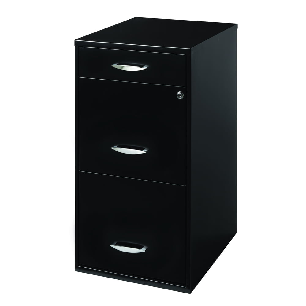 Filing 3Drawer with Pencil Tray and Lock, Black