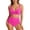 Hot Pink, variant on Twist Front Bikini Two Piece Swimsuit with Wide Straps Ruched High Waist Bottom White L