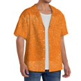 thumbnail image 2 of Balery Orange Glitter2 Camisa Casual de Manga Corta con Botones para Hombre, Texturizada, Estilo Cubano, para Playa, Verano-Small, 2 of 5