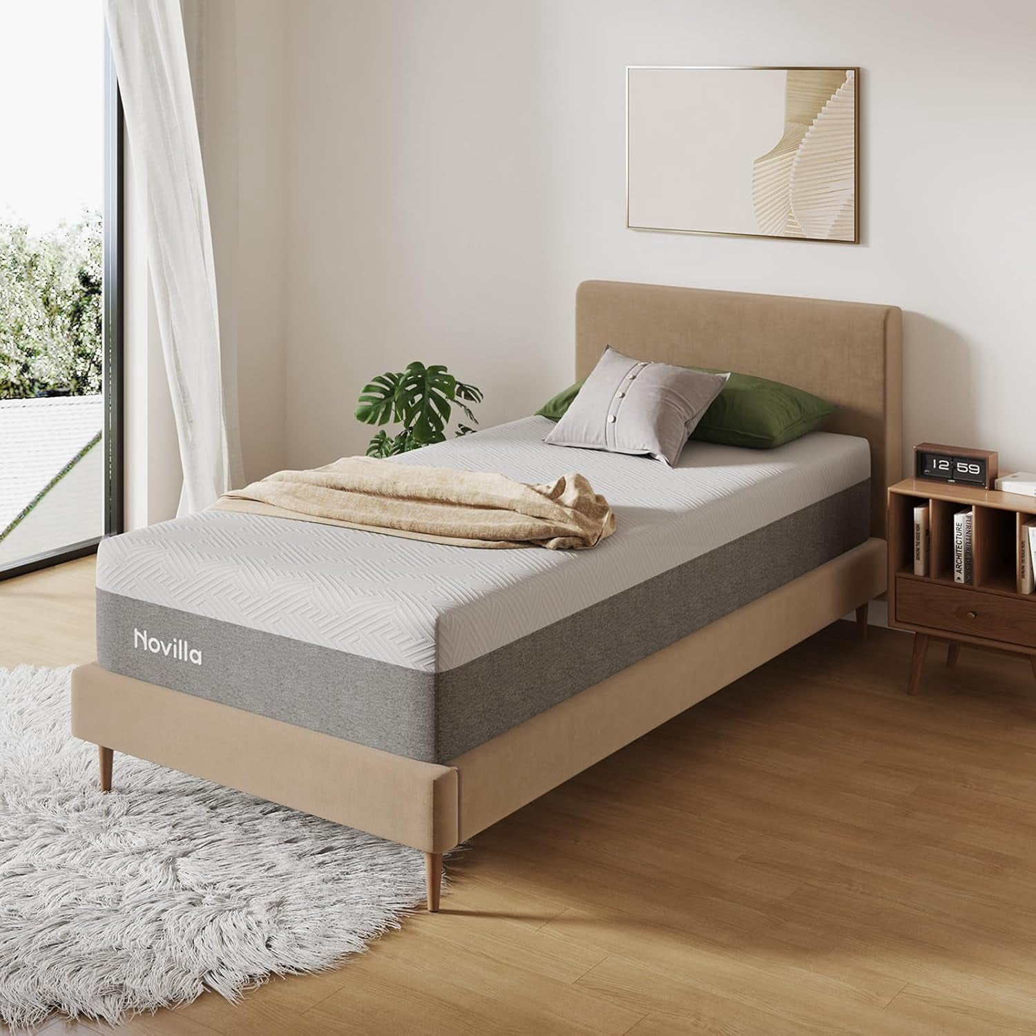 Novilla Bliss Twin Size Mattress, 12 Inch Gel Memory Foam Twin Mattress in a Box for Cool Night Sleep & Pressure Relief with Spine Alignment, Motion Isolation, CertiPUR-US Certified