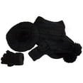 thumbnail image 2 of N'Ice Caps Womens Ladies Cable Knit Hat Scarf Converter Glove 3 Piece Winter Set - Black, 2 of 2