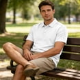 thumbnail image 7 of GrmtClth Cotton Polo Shirts for Men Casual Striped Shoulder Golf Polos Classic Collared Button Down Tee Solid Color Soft Short Sleeves Clothing White 4XL, 7 of 7