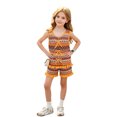 thumbnail image 2 of Angala 2 Piece Outfits For Girls Crew Neck Sleeveless Boho Ethnic Print Tank Top With Shorts Set Girls Autumn Daily Wear Clothes, 2 of 9