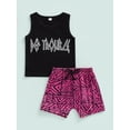 thumbnail image 2 of Franhais Toddler Baby Boys Casual Suit, Letter Printed Sleeveless Tops+Geometric Printed Short Pants, 2 of 8