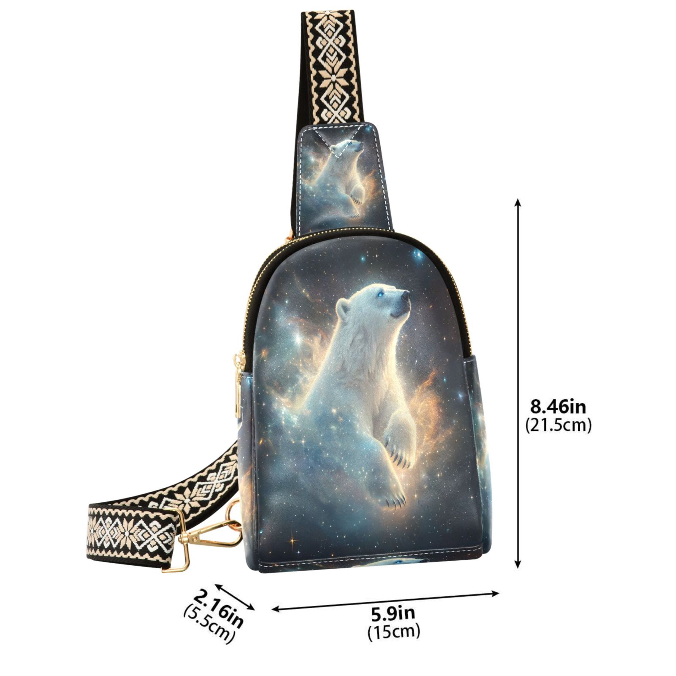 ALAZA Polar Bear Starry Night Sling Bag for Women Men Waterproof Crossbody Chest Bags