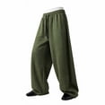 thumbnail image 2 of CIAKGIAF Mens Pants Sports Mens Sweatpants Elastic Waisted Straight Leg Casual Soild Color Drawstring Army Green for L, 2 of 6