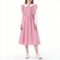 thumbnail image 4 of Cowsor Big Girls Collared Dress 8 to 13 Years Solid Doll Collar Button Long Sleeve Dress Casual Comfortable Wear for School Daily Play Outdoor Activities, 4 of 7