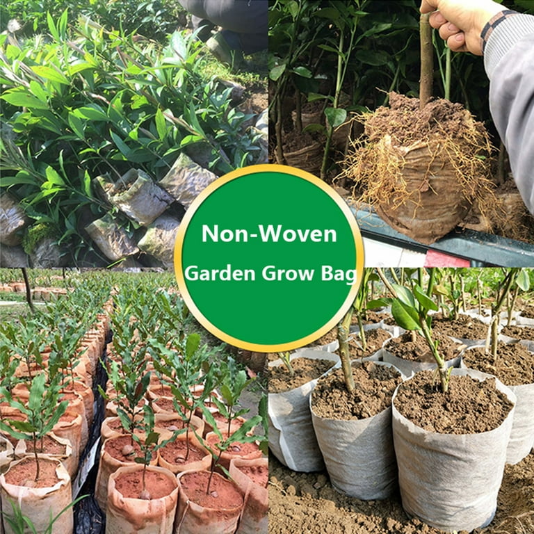 SPRING PARK 100Pcs/Set Plant Grow Bags Pot Fabric Pouch Nursery Seed  Raising Bag Garden 