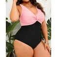 thumbnail image 3 of GFDYREE Women Plus Size One Piece Swimsuits V Neck Tummy Control Bathing Suits Front Cross Swimwear, 3 of 6