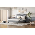 thumbnail image 5 of DeeHome Full size Adjustable Headboard with Fine Linen Upholstery and Button Tufting for Bedroom, Wave Top Light Gray, 5 of 9