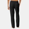 thumbnail image 4 of Men's Drawstring Linen Pants Elastic Waist Straight Leg Pants with Deep Pockets with Pockets Cotton Trousers Breathable Casual Summer Beach Lightweight Harem Baggy Trousers,Black 2XL, 4 of 4