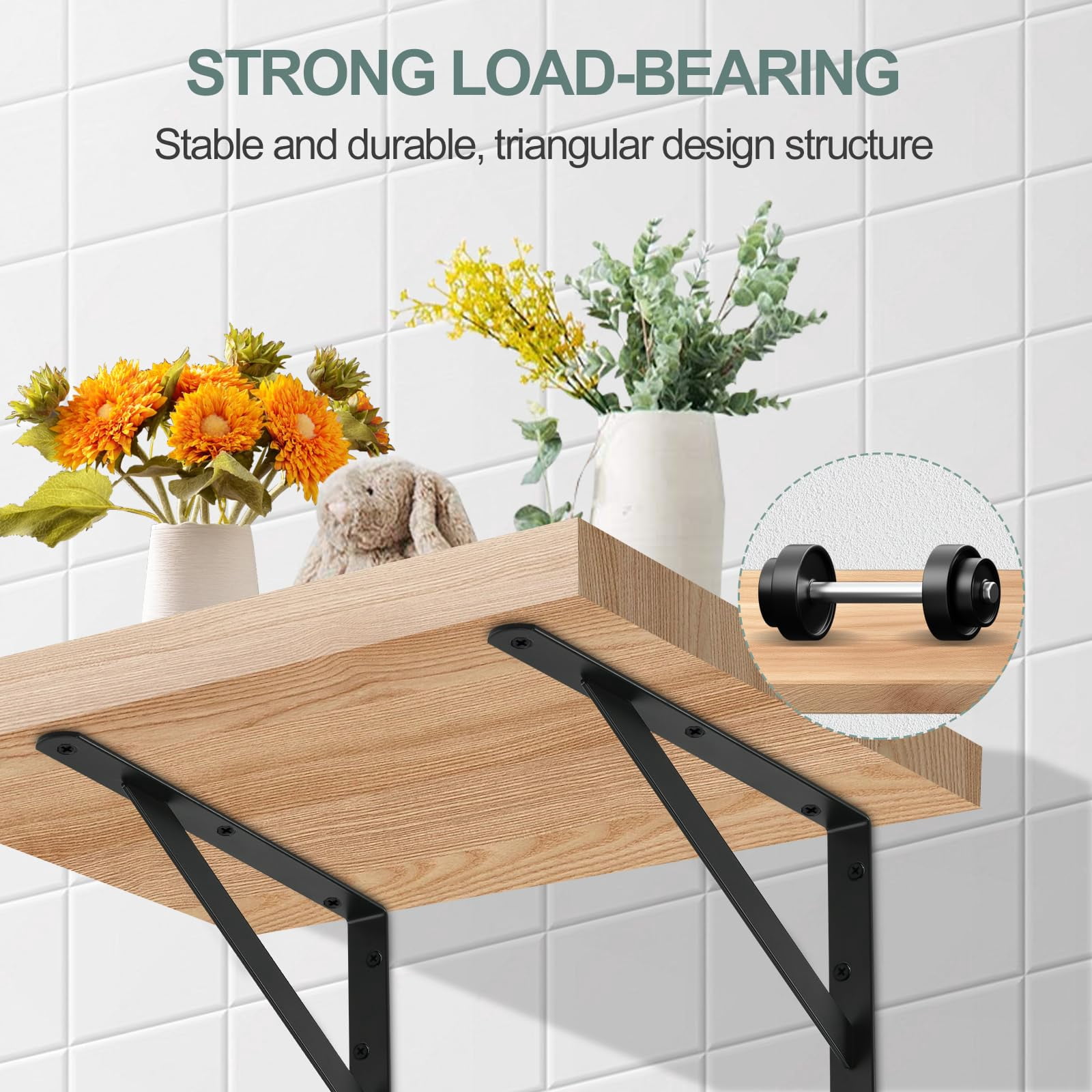 12 Pack L12 X H 8" Black Heavy Duty Shelf Brackets With Screws Metal Support Angle For Shelves L Floating Diy