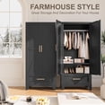 thumbnail image 4 of Metal Wardrobe Cabinet,71 Armoire Wardrobe Closet with Drawers and Hanging Rod,Metal Armoire with Adjustable Shelves for Closet,Bedroom,Farmhouse Storage Cabinet with Drawer(Black), 4 of 8