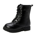 thumbnail image 2 of Mepaouo Girls Lace up Combat Boots Flat Leather Waterproof Ankle Riding Boots for Toddlers(Black,30), 2 of 9